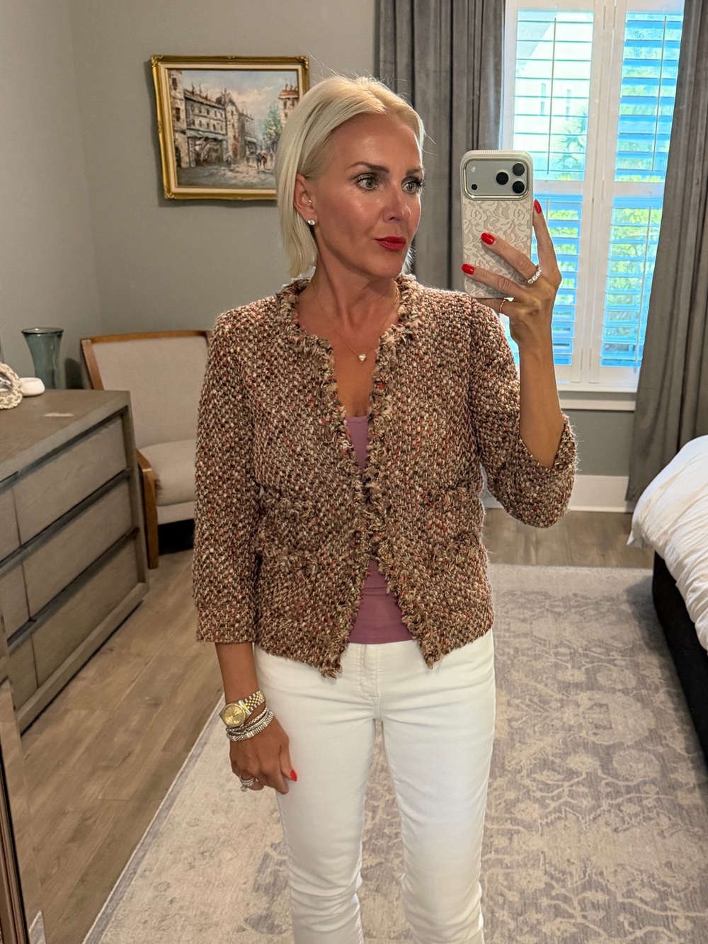 J. Crew Collection Multicolor Bouclé Fringed Blazer